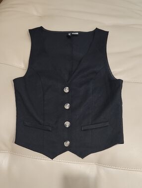 Divided Black Women's Button Vest